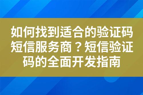如何找到適合的驗證碼短信服務(wù)商?短信驗證碼的全面開發(fā)指南