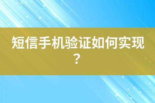 短信手機(jī)驗(yàn)證如何實(shí)現(xiàn)?