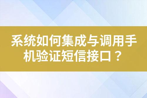 系統如何集成與調用手機驗證短信接口?