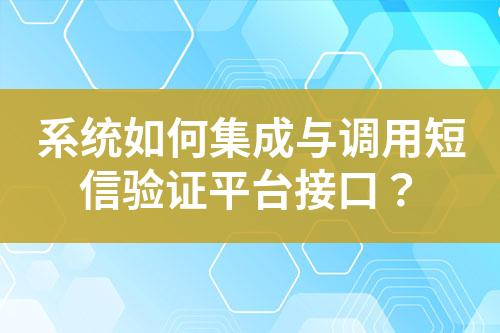 系統如何集成與調用短信驗證平臺接口?