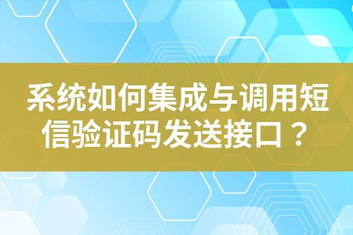 系統如何集成與調用短信驗證碼發送接口?