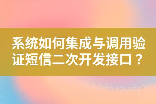 系統(tǒng)如何集成與調(diào)用驗證短信二次開發(fā)接口?